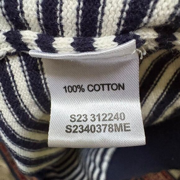 Weatherproof Vintage Navy and White Striped 1/4 Zip 100% Cotton Sweater L - Picture 9 of 10